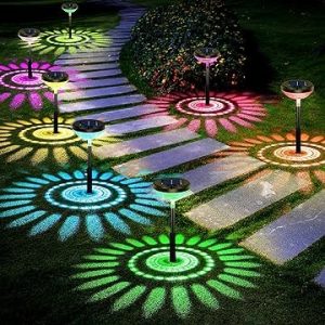 Bright Solar Pathway Lights 6 Pack,Color Changing+Warm White LED Solar Lights Outdoor,IP67 Waterproof Solar Path Lights,Solar