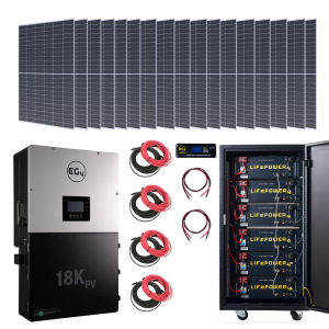 Complete Hybrid Solar Kit - 12,000W 120/240V Output + 30.72kWh EG4 Lithium Powerwall + 16560 Watts of Solar PV [KIT-E0005]